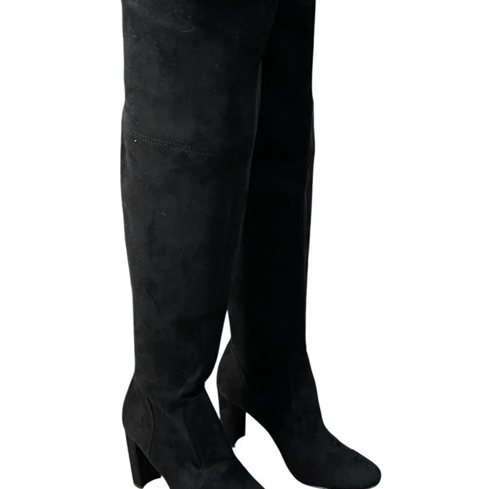 Ann Taylor OTN Faux Suede Boots Heels Size 7.5 Black